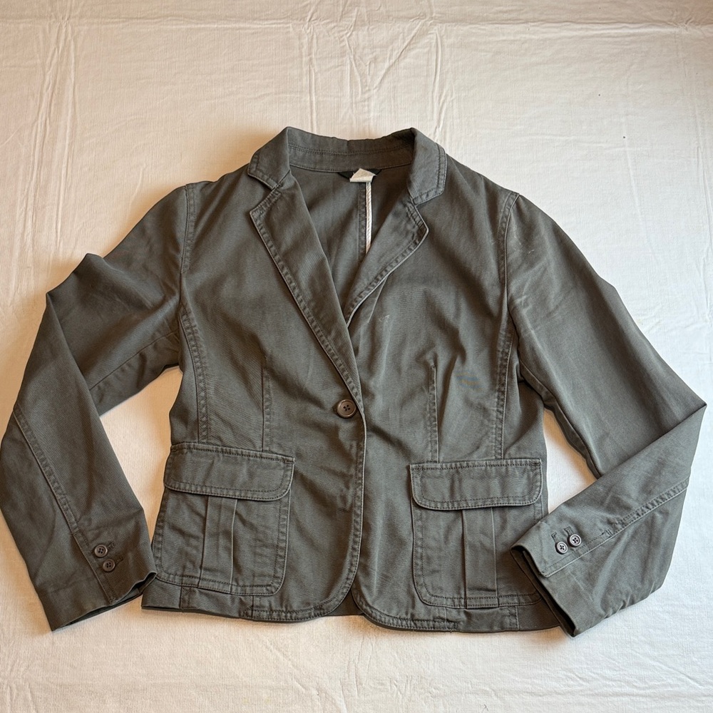 J. Crew Women's Army Green Tailored Unlined Blazer Size PM